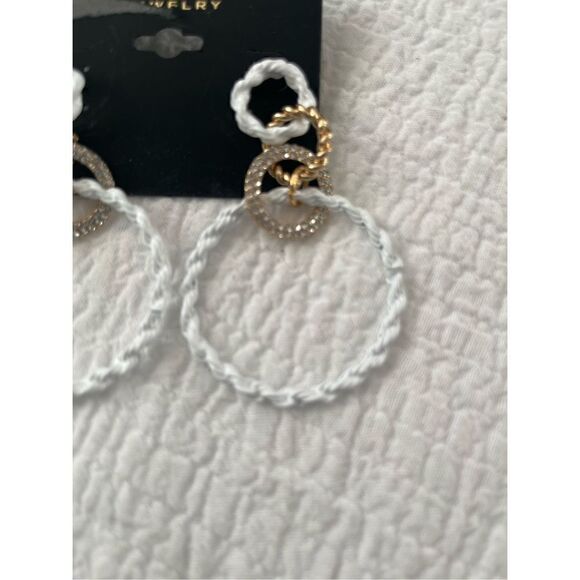 NWT Noir White and Gold 3 Tier Hoop Earrings - Picture 2 of 3